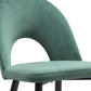 Set of Two Green Black and Gold Upholstered Velvet Open Back Dining Side Chairs