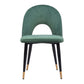 Set of Two Green Black and Gold Upholstered Velvet Open Back Dining Side Chairs
