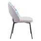 Set of Two Gray and Black Velvet And Steel Velvet And Steel Tropical Floral Dining Side Chairs