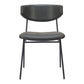 Set of Two Gray and Black Upholstered Faux Leather Open Back Dining Side Chairs
