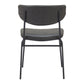 Set of Two Gray and Black Upholstered Faux Leather Open Back Dining Side Chairs