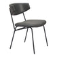Set of Two Gray and Black Upholstered Faux Leather Open Back Dining Side Chairs