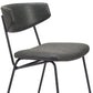Set of Two Gray and Black Upholstered Faux Leather Open Back Dining Side Chairs