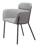 Set of Two Gray and Black Upholstered Faux Leather Dining Arm Chairs