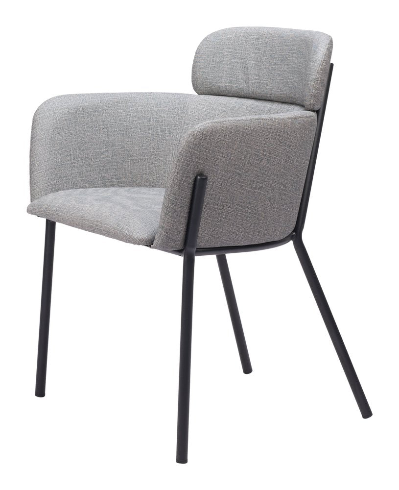 Set of Two Gray and Black Upholstered Faux Leather Dining Arm Chairs