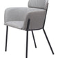 Set of Two Gray and Black Upholstered Faux Leather Dining Arm Chairs