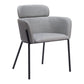 Set of Two Gray and Black Upholstered Faux Leather Dining Arm Chairs