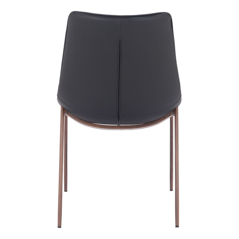 Set of Two Black and Brown Upholstered Faux Leather Dining Side Chairs