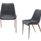 Set of Two Black and Brown Upholstered Faux Leather Dining Side Chairs