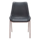 Set of Two Black and Brown Upholstered Faux Leather Dining Side Chairs