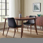 Set of Two Black and Brown Upholstered Faux Leather Dining Side Chairs
