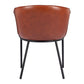 Brown and Black Upholstered Faux Leather Dining Arm Chair