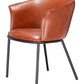 Brown and Black Upholstered Faux Leather Dining Arm Chair