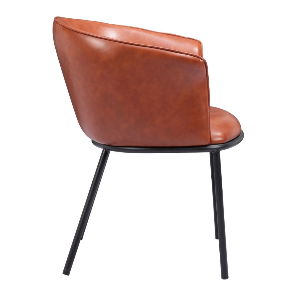 Brown and Black Upholstered Faux Leather Dining Arm Chair