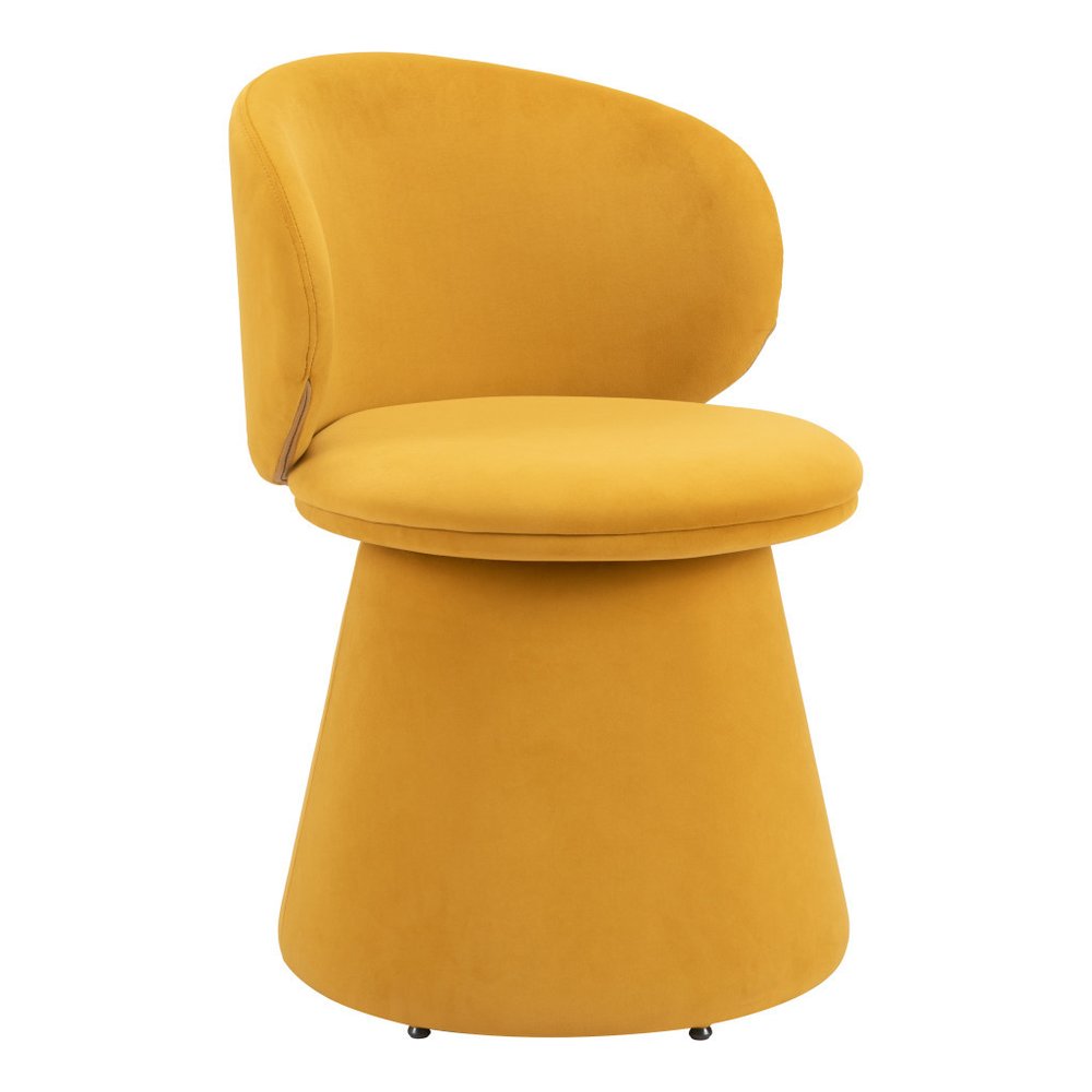 Orange Upholstered Velvet Swivel Dining Side Chair
