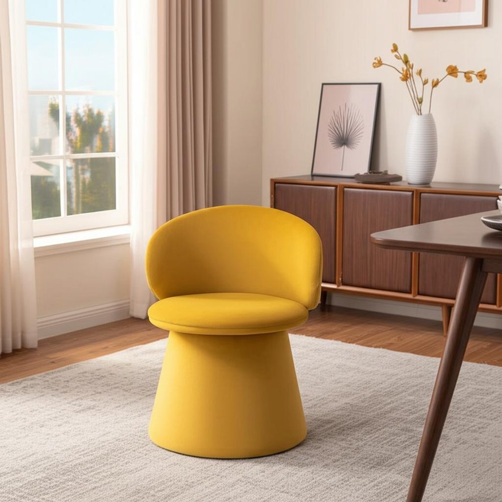 Orange Upholstered Velvet Swivel Dining Side Chair