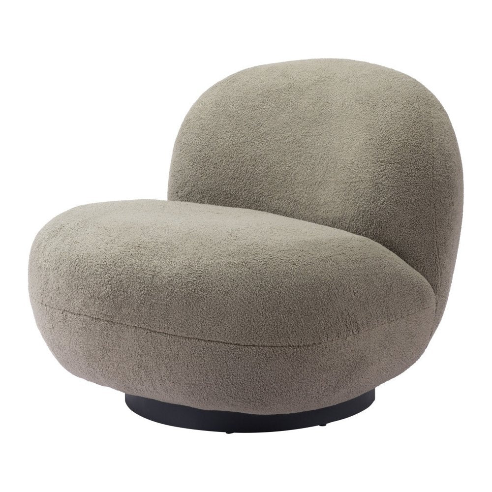 30" Khaki And Black Faux Shearling And Upholstered Slipper Chair