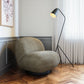 30" Khaki And Black Faux Shearling And Upholstered Slipper Chair