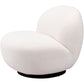 30" Cream And Black Faux Shearling And Upholstered Slipper Chair