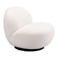 30" Cream And Black Faux Shearling And Upholstered Slipper Chair