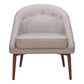 28" Gray And Brown Fabric And Upholstered Tufted Barrel Chair