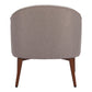 28" Gray And Brown Fabric And Upholstered Tufted Barrel Chair