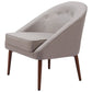 28" Gray And Brown Fabric And Upholstered Tufted Barrel Chair