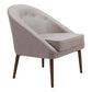 28" Gray And Brown Fabric And Upholstered Tufted Barrel Chair