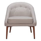 28" Gray And Brown Fabric And Upholstered Tufted Barrel Chair