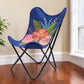 26" Blue And Black Tropical Butterfly Chair