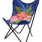26" Blue And Black Tropical Butterfly Chair