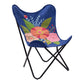 26" Blue And Black Tropical Butterfly Chair