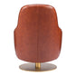 28" Brown And Gold Faux Leather And Faux Leather Swivel Arm Chair