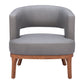27" Slate Gray And Brown Faux Leather Arm Chair
