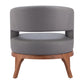 27" Slate Gray And Brown Faux Leather Arm Chair