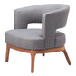 27" Slate Gray And Brown Faux Leather Arm Chair