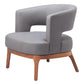 27" Slate Gray And Brown Faux Leather Arm Chair