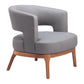 27" Slate Gray And Brown Faux Leather Arm Chair