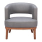 27" Slate Gray And Brown Faux Leather Arm Chair