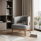 27" Slate Gray And Brown Faux Leather Arm Chair