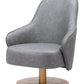 28" Gray And Gold Faux Leather And Faux Leather Swivel Arm Chair