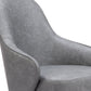 28" Gray And Gold Faux Leather And Faux Leather Swivel Arm Chair