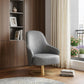 28" Gray And Gold Faux Leather And Faux Leather Swivel Arm Chair