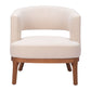 27" Beige And Brown Upholstered Arm Chair