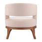 27" Beige And Brown Upholstered Arm Chair