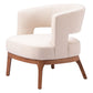 27" Beige And Brown Upholstered Arm Chair