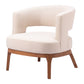 27" Beige And Brown Upholstered Arm Chair