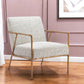 25" Beige And Gold Upholstered Arm Chair