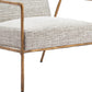 25" Beige And Gold Upholstered Arm Chair