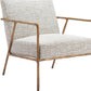 25" Beige And Gold Upholstered Arm Chair
